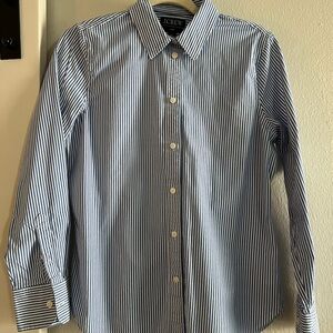 J. Crew Women's Classic Blue and White Slim Button down Shirt 8